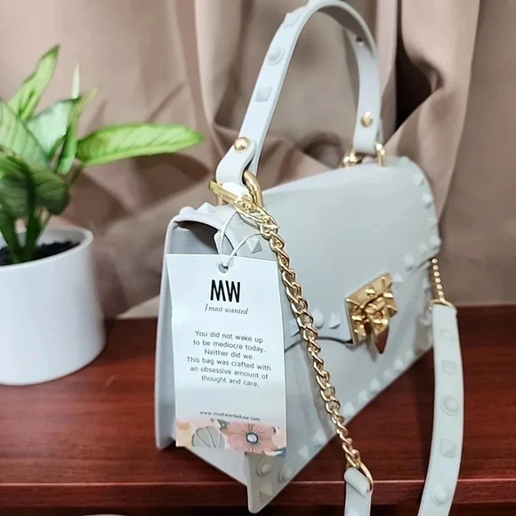 NWT! Studded Handle Jelly Satchel bag - Picture 7 of 7